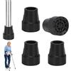 AetherAurora 4 Pezzi Puntali in Gomma, 19 mm Punta di Ricambio Antiscivolo, Piedini Antiscivolo, Gommini per Stampelle, Bastone da Passeggio Paraurti in Gomma, per Bastoncini da Trekking, Stampelle (Nero)