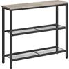 HOOBRO Tavolo Console, Tavodo da Ingresso, con 2 Ripiani di Rete Metallica, Tavolo da Divano, Stile Industriale, Corridoio, Entrata, Soggiorno, Greige e Nero EBG73XG01
