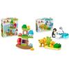 LEGO DUPLO Il Mio Primo Albero Equilibrante e Impilabile + Famiglie di Animali Selvatici: Pinguini e Leoni Giocattoli Educativi Set di Apprendimento per Bambini 10440 + 10442