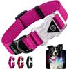 Playexen Collare Luminoso per Cani Collare Cane Regolabili in Morbido Cotone per Cani & Gatto Taglia Piccola Media Grande Collare di Cane LED 2 Modos de Flash Collari per Cane 35-50/2,5cm (M), Rosa