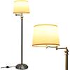 RELAX4LIFE Lampada da Terra, Girevole ed Estensibile con Paralume Beige in Tessuto, Interruttore a Pedale, Senza Lampadina, E27,40W, per Salotto, Studio, 28,5 x 152 cm