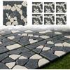 MAKA change your life quality MAKA Pavimento a Incastro per Esterno in Pietra, Piastrelle 30x30 cm Giardino a Incastro, Mattonelle Facili da Installare per Balcone, Terrazzo con Drenaggio Acqua (Bianco/Grigio, 6 Piastrelle 0,5 mq)