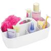 mDesign Cestino da bagno - 6 scomparti - Organizer doccia e bagno - scatola - Colore: bianco, materiale: plastica - per gel doccia, shampoo, rasoio