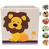 Lifeney Scatola portaoggetti per bambini con motivo leone, scatola giocattolo con motivo animale, adatta per scaffali cubi, scatola per la cameretta dei bambini, cestino portaoggetti per bambini
