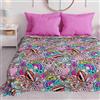 PETTI Artigiani Italiani - Copriletto Singolo Bambino e Bambina Primavera Estate 165 x 260 Un Posto, Coperta Leggera Una Piazza Fantasia Murales, 100% Made in Italy