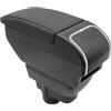 KAERGK Bracciolo Auto Compatibile con Opel Corsa D 2006-2014 | Vano Portaoggetti a Due Livelli, con Portabicchieri, Bracciolo Regolabile per Auto, Pelle PU, Linea Nera