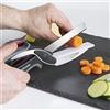 InnovaGoods - Coltello-Forbici con Mini Tagliere Integrato, Utensile da Cucina Multifunzione, Design Ergonomico Antiscivolo, Acciaio Inossidabile, Nero/Grigio