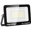 Willpower Faro LED Esterno 75W Faretti LED 6000K Bianco | Proiettore LED 7,500lm, Senza Spina, Impermeabilità IP66, Luce per Giardino Garage Cortile Officina Patio Terrazza