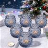 Jinavoty 6Pcs vetro Tea Light portacandele, blu Votive portacandele Tealight titolari per tavolo centrotavola matrimonio decorazione casa (Blu-6 pezzi)
