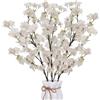 Minnhua 3 fiori artificiali di ciliegio bianco rosa finto bouquet fiore artificiale Deco ramo Sakura artificiale in seta per vaso casa matrimonio festa composizione floreale tavolo