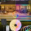 ZAIYW 10M Bicolore Striscia LED Solare per Esterni, IP68 Impermeabile Solare LED Striscia con Telecomando e Timer, Autoadesiva e Tagliabile per Giardino e Cortile (Bianco Caldo e Multicolore)