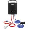 CAMPLUX AY132BP43-DE 5 Litri Scaldabagno A Gas Istantaneo con Pompa Dell'acqua da 4,3 LPM, Scaldacqua a Gas Tankless con Manico Portatile, per Campeggio/Viaggio in RV/Lavaggio Cavalli, Nero, 50mbar