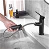 Zinueen Rubinetto allungabile per bagno nero, miscelatore monocomando per lavabo, rubinetto da bagno, miscelatore monocomando con 3 modalità doccetta estraibile, rubinetti per bagno