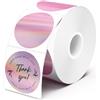 PROTECH® Etichette adesive termiche olografiche rosa, 50 mm x 50 mm, autoadesive, per fai da te, ringraziamento, nome, logo, codice QR (rotolo da 300 etichette)