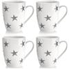 com-four® 4x tazze da caffè in ceramica - tazze da caffè dal design moderno - caffettiera per bevande calde e fredde - tazza con manico bianco con stelle - tazza da bere 300 ml (Stelle - 300 ml)