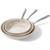 Redchef Set Padelle 3 Ceramica Antiaderenti, 3 Padelle 20/24/28 Cm Con Antiaderenti In Alluminio, Batteria Pentole Induzione Per Tutti I Piani Cottura,Senza Ptfe, Pfas, Pfoa, Adatte Per Forno, Beige