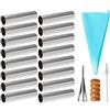 JasCherry 19 Pezzi Acciaio Inox Croissant Tubo Form Dritto Form Stampo Set con Accessori - 2 Tipi di Cannoli Tubo Stampi da Forno per Torte, Pane, Pasticceria Cream Roll Mold #7