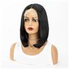 PEKNUX Parrucche Europee E Americane Per Donne Con Capelli Corti E Lisci, Riga Media, Fascia Frontale In Pizzo Setificato Ad Alta Temperatura, Nera