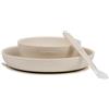 Nattou Set da Tavola in Silicone per Bambini, 3 Pezzi, 1 Cucchiaio, 1 Piatto, 1 Ciotola, Antiscivolo, Privo di BPA, Silicone, Argilla