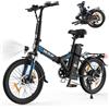 VARUN Bici Elettrica Pieghevole, 20'' Bicicletta Elettrica, con Motore 250W Batteria Li-Ion Rimovibile 48V Bici Elettrica Uomo, 7 Velocità Bicicletta Elettrica Donna