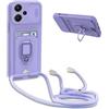 BGHHEU Cover con Cordino per Realme C53 / Realme C51,Custodia con Collana Collo Silicone Antiurto Case,Protezione Fotocamera Slot Carte 360° Anello Supporto,Silicone Case,Viola