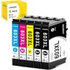 JANMORE cartucce 603xl 5 pezzi 2BK/C/Y/M compatibili con Expression Home WF-2810 XP-2100 XP-2105 XP-3100 XP-3105 XP-4100 XP-4105 con Epson 603 603XL