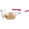 Uvex sportstyle 803 race CV V small, occhiali sportivi unisex, con miglioramento del contrasto e specchiati, fotocromatico, white matt red/red, one size
