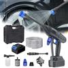 Yaasier Idropulitrice a Batteria, Idropulitrice Elettrica portatile con Tubo da 5M, Idropulitrice Senza Fili, Idropulitrici Professionale Per Pulizie Esterni Giardino Auto (Blu)