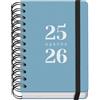 Dohe - Agenda scolastica 2025 2026 - Giorno pagina, formato A6 (12 x 17 cm), spagnolo e inglese, da settembre a giugno, chiusura a doppia spirale e gomma, copertina flessibile, 4 pagine di adesivi