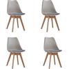 DEYARNA HOME Set di 4 Sedie da Pranzo Moderne con Cuscino in Tessuto Imbottito, Sedie da Cucina Scandinave con Gambe in Legno di Faggio (Marrone)