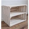 PYXIDAS Grigio, Bianca, lungo corto Cassette Legno- set di Portafrutta, dimensioni 50x40x30 cm - misura media, utilizzabile come contenitore o decorativo, (Bianca scaffale lungo, 1)