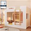 smartwood Letto a Castello per Bambini 80x190 - Bianco - Scala Destra - Letto Bambino per Ragazzi & Ragazze con Rete a Doghe & Sponda - Mimi BP - Portata Massima 230 kg