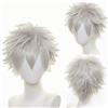 YEESHEDO Parrucca corta a caschetto unisex per cosplay, con strato naturale, capelli lisci e soffici, per feste in maschera, per donne, uomini, ragazzi e ragazze (grigio argento)