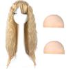 AYNKH parrucca lunga bionda omelette, biondi capelli ricci parrucca con frangia per le donne, parrucca capelli ricci lunghi 27 ', parrucca vestito fantasia per le donne