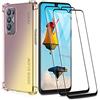 GOGME Cover per Oppo Find X3 Neo + 2 Vetro Temperato, Custodia in Gradiente Color TPU Case Cover, [Angoli rinforzati] Custodia protettiva trasparente antiurto morbida TPU Silicone Bumper (Nero/Oro)