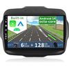 Generic YUNTX Android 10 [6GB+128GB] Autoradio per Jeep Renegade(2015-2018) -Incorporato Carplay/Android Auto/DSP - 9 pollici -Free Camera MIC-2 Din/GPS/Bluetooth 5.0/WiFi/USB/Comandi al volante/4G/DAB, Nero