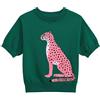 OXKNIT T-shirt da donna verde a maniche corte con leopardato jacquard, maglia top con collo rotondo, lunghezza accorciata, verde, M