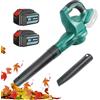 Psogpone Soffiatore a batteria per Makita, soffiatore elettrico da 500W con batteria da 2 * 5500mAh e caricatore, 15000 RPM, ugelli a 2 sezioni per la manutenzione del prato, patio, soffiaggio foglie