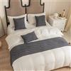 Morbuy Runner Letto Matrimoniale, Jacquard Lino di Cotone Corridore Letto, Morbido Sciarpa e Federa da Letto, Modern Alberghi Scarf Runner Decorazione (45x210 cm (corridori da Letto),Grigio Scuro)