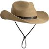 Eohak Cappello da Cowboy in Paglia da Donna, Modello Fedora Panama, Cappello da Spiaggia, Cachi, M