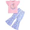 Trsenvrml Set di 2 leggings a maniche corte per bambine e bambine, con pantaloni svasati, a maniche corte, Colore: rosa., 5-6 Jahre