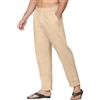 Joligiao Pantaloni di Lino da Uomo Estivi Pantaloni Casual Slim Fit Pantaloni Eleganti Uomo con Elastico in Vita Pantalone Leggeri in Cotone e Lino con Tasche Pantalone da Spiaggia Yoga Relax Moda