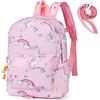 LESNIC Zaino con Unicorno,Zaino per Bambini,Zaino per Ragazze,Asilo Animal Scuola Borsa con Anti-Perso Guinzaglio,Zainetti per Bambino 2-7 Anni