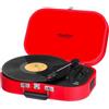 TREVI Stereo Giradischi Bluetooth Portatile 33 / 45 / 78 giri Mp3 Altoparlanti integrati AUX IN Uscita RCA colore Rosso - TT1020BT/RED
