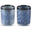 Xnqelerate Set di 2 tazze da tè giapponesi, in porcellana cinese, per sake, in stile vintage, con motivo a onde, 280 ml, in porcellana, senza manico, design moderno per caffè