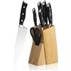 Alata Set di 7 coltelli con Ceppo, 7 Pezzi, Chef, per Pane, Coltello a Fette, Multiuso Spelucchino, Forbici da Cucina Multifunzione e Blocco Coltelli, Manico Ergonomico