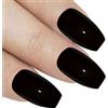 Bling Art Unghie finte Bling Art Nero Lucidato Ballerina Bara 24 Lunghe Finte punte in acrilico con colla