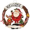 com-four® Ghirlanda di Natale Intrecciata - Ghirlanda per Porta WELCOME - Decorazione Natalizia da Appendere - Corona di Legno ca. Ø 25 cm (Babbo Natale-M)