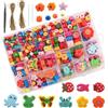 JTgugu 550 perline di legno colorate da infilare, set di gioielli fai da te, perline di legno per bambini, con foro per infilare, perline fai da te, set di cordini, collane, regalo per ragazze