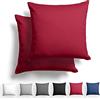 Alreya Set di 2 Federe per Cuscino in Raso 100% Cotone - 60 x 60 cm Rosso - Con Chiusura Lampo YKK, Morbidissima, la confezione include solo la federa